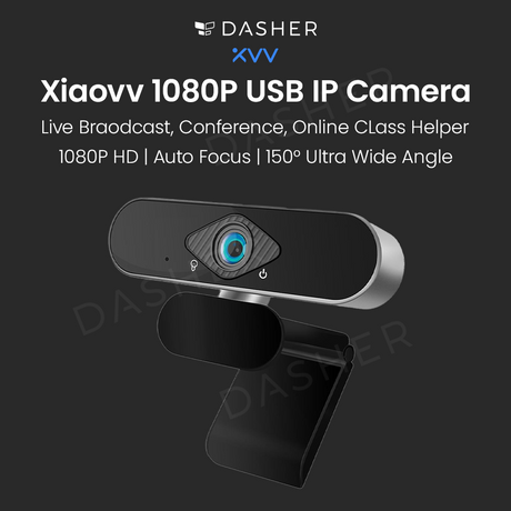 USB-Webcam mit Auto-Fokus, blaues Objektiv und Ein-/Aus-Schalter am Gehäuse