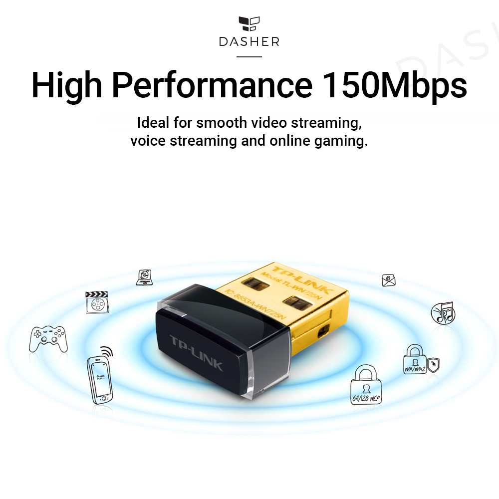 TL-WN725N WLAN-USB-Adapter, gold/schwarz, kompakter USB-Anschluss