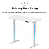 Height adjustable desk with digital display and four preset memory buttons