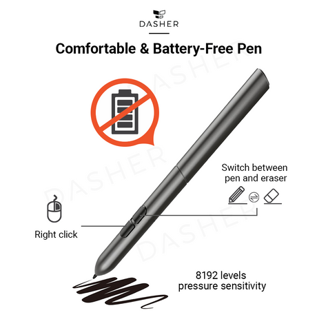 Battery-free pen for Veikk A30 V2: switch between pen tip and eraser