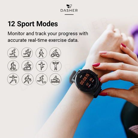Haylou RT LS05S smartwatch with round display showing sport mode icons