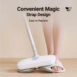 Grey microfiber mop pads with strap-style fastening on floor