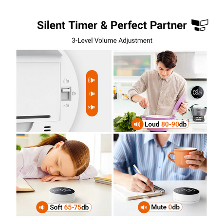Timer mit schwarzem LED-Display und runder Front, leuchtende M- und S-Anzeige