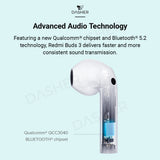 Redmi Buds 3 earbud with visible speaker grille and internal components