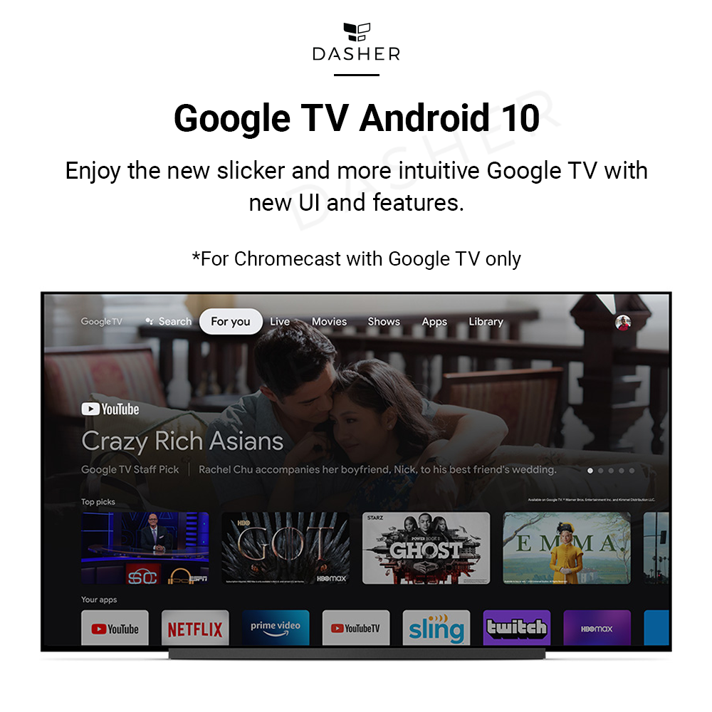 Google TV Android 10 Oberfläche auf dem Fernseher über Chromecast mit Google TV