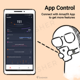 Black Amazfit NEO smartwatch with connected app control displayed
