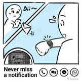 Black smartwatch with digital display and notification icons