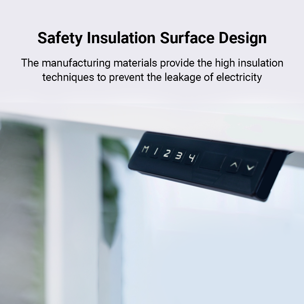 Underside control panel with numeric keypad for adjusting desk height