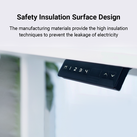 Underside control panel with numeric keypad for adjusting desk height