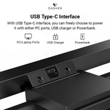 Monitor light bar with USB Type-C port panel and two circular connector openings