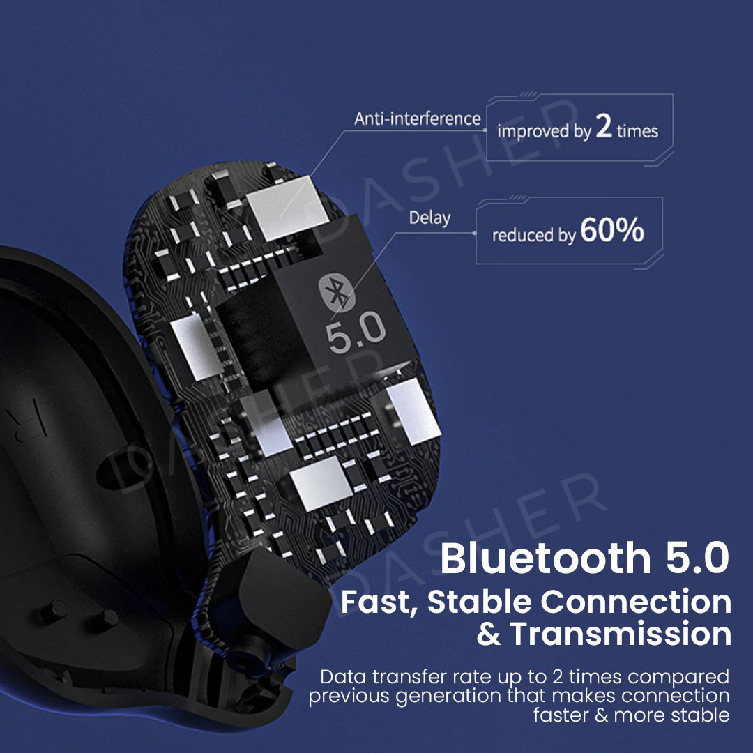 Earbud circuit-board interior with Bluetooth chip and connection traces