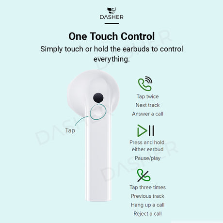 Redmi Buds 3 earbud with touch control icons