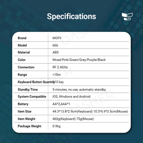 MOFII 666 2.4G Wireless Keyboard + Mouse Combo