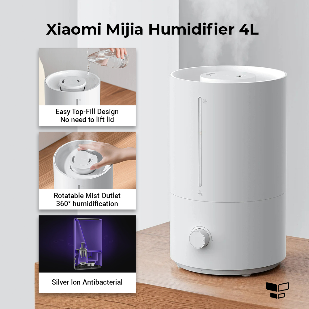 Los humidificadores Humidificador Xiaomi Mijia 4L Purificador de aire de  gran capacidad 300mL / h Volumen de atomización Ion de plata Antibacteriano  99.9% Tanque de agua antibacteriano MIJIA Los humidificadores