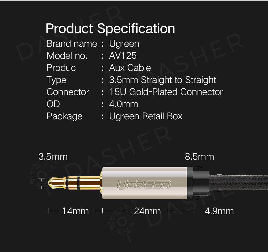 UGreen Aux Cable AV125 - 3.5mm (1M)