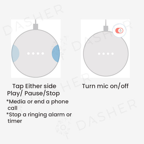 Mini Smart Speaker in light chalk gray, mic on/off indicator