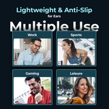 Werbegrafik mit Text „Multiple Use“ und Szenen für Arbeit, Sport, Gaming, Freizeit