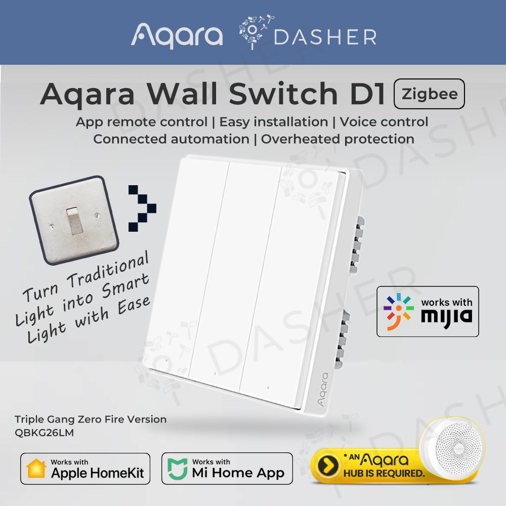 Aqara Wall Switch D1 3 Key- Zigbee (With Neutral)