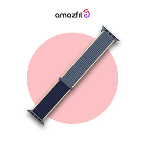 Indigo blue 20mm nylon watch strap with pin buckle and adjustment holes