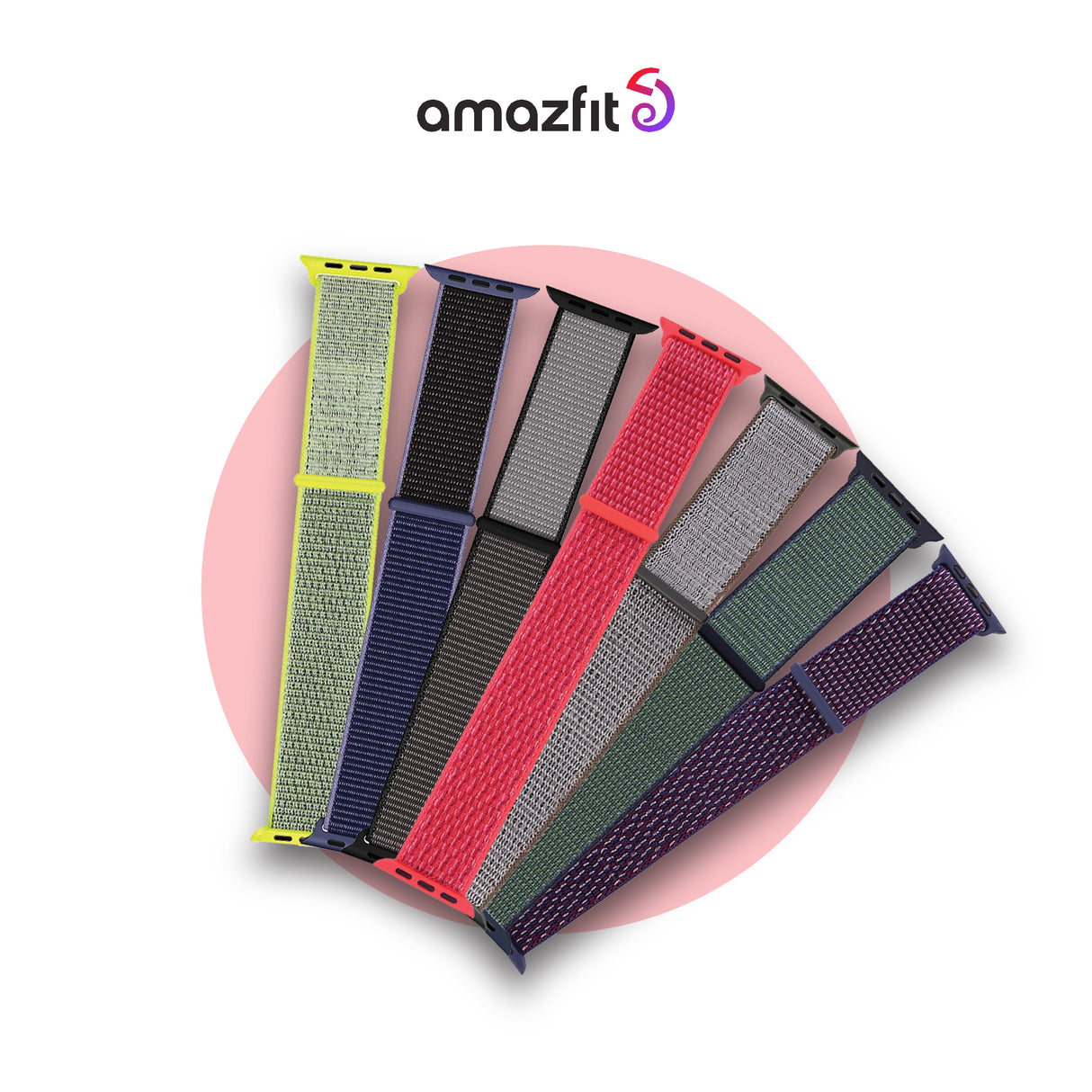 20mm nylon smartwatch strap set, woven mesh bands in multiple colors