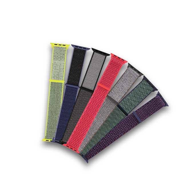 20mm woven nylon watch straps set in multiple colors, adjustable pin ends