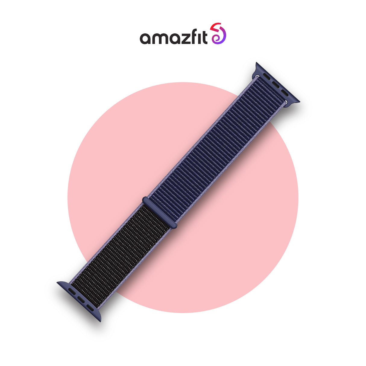 22mm nylon watch strap, dark blue woven fabric with black buckle