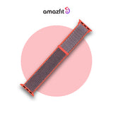 22mm nylon watch strap, red-orange woven fabric with dark buckle
