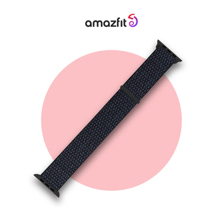 22mm nylon watch strap, navy-blue woven fabric with dark buckle