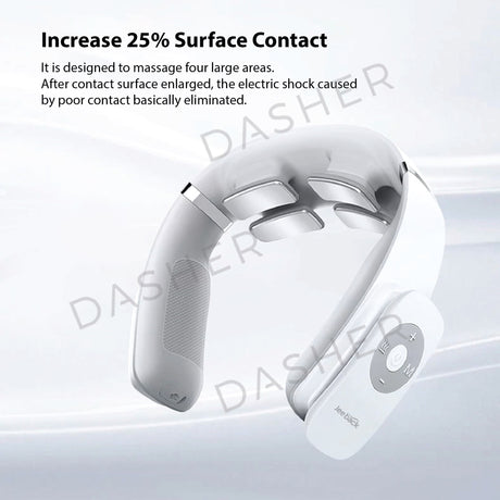 Wireless neck massager head with four large electrode pads and side control module