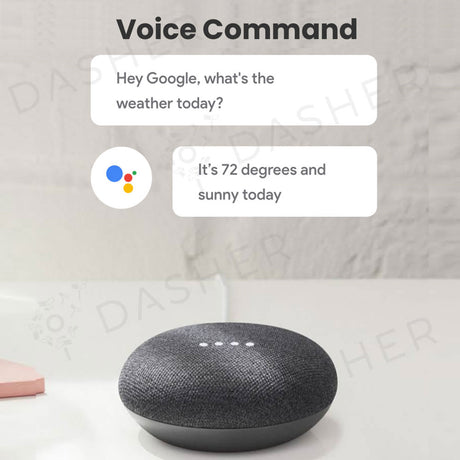 Mini smart speaker in charcoal with light dots on top panel