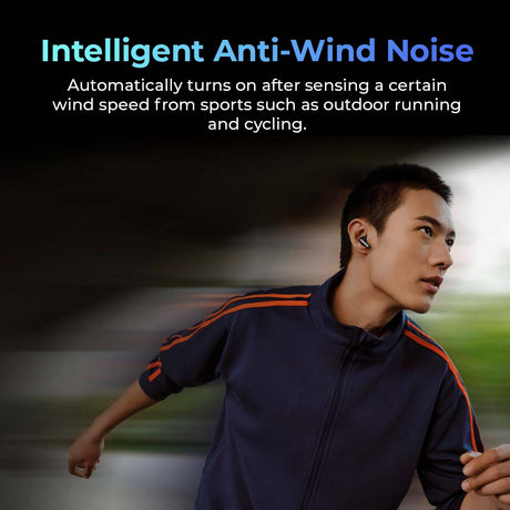 Redmi Buds 4 Pro in-ear earbud with anti-wind noise feature graphic