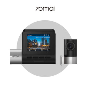 A500s dash cam with front display and camera module, dual-view design.
