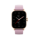 GTS 2E Smartwatch, Lilac Purple Silikonarmband, schwarzes Display mit goldener Lünette