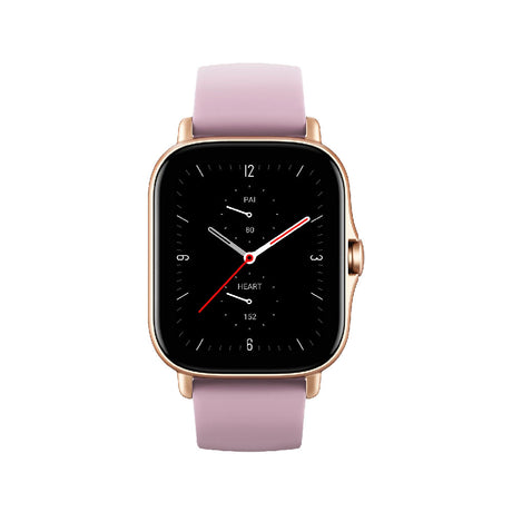 GTS 2E Smartwatch, Lilac Purple Silikonarmband, schwarzes Display mit goldener Lünette