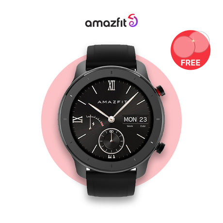 Amazfit GTR 47mm Space Grey: black dial with black silicone strap