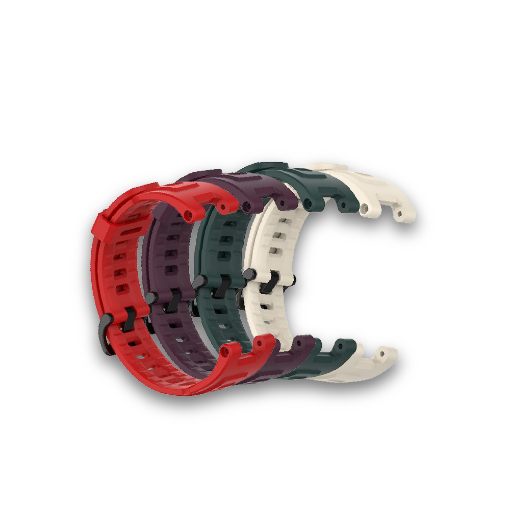Silicone strap for Amazfit T-rex in red, purple, dark green and beige