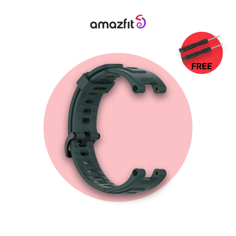 Silicone strap, olive green color, molded buckle and strap holes