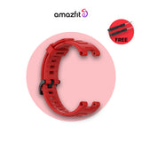 Silicone strap, red color, molded buckle and strap holes