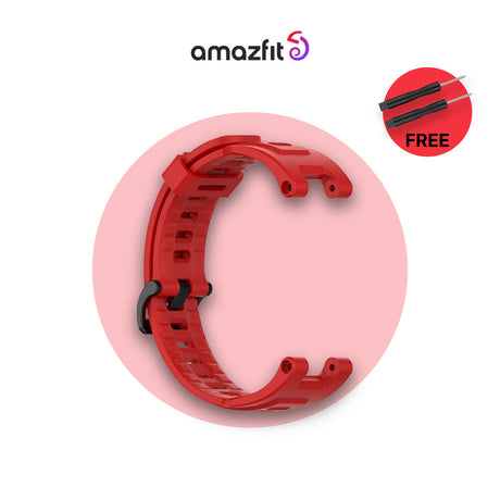 Silicone strap, red color, molded buckle and strap holes