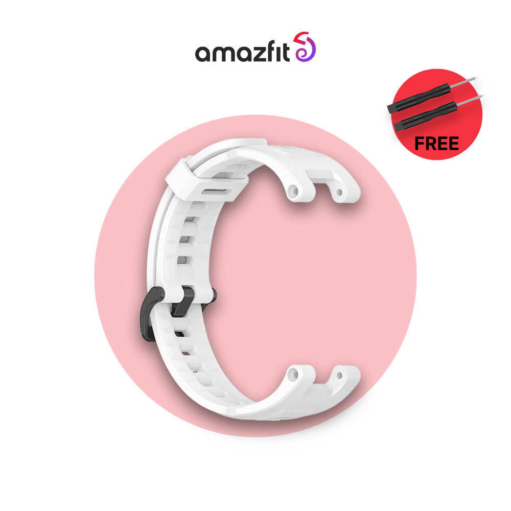 Silicone watch strap for Amazfit T-rex/T-rex Pro, white with dark grey buckle