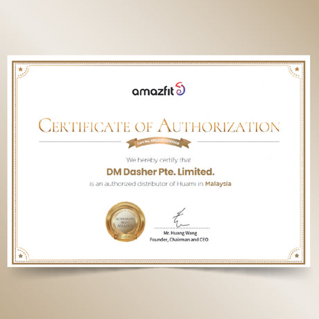 Certificate of authorization with Amazfit logo and approval seal