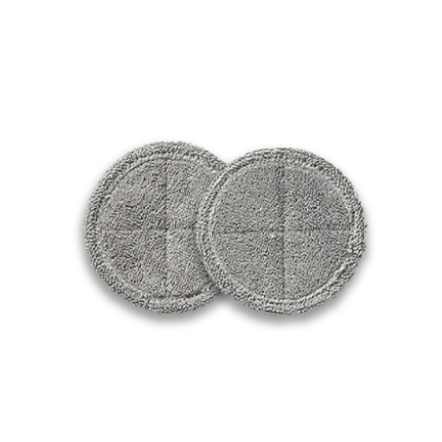2 Microfiber floor pads, grey textured discs for wireless electric mop accessory
