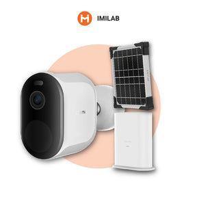 Outdoor CCTV camera 4MP with solar panel and charging base, black and white