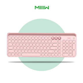 Wireless Bluetooth keyboard, light pink with full key layout and shortcut buttons