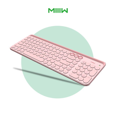 Wireless Bluetooth keyboard, light pink with round keys and top shortcut buttons
