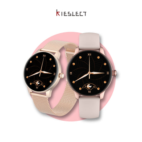 Kieslect Lady Smart Watch L11 with stylish pink strap and rose-gold mesh band