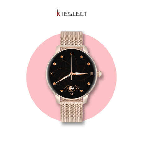 Lady Smart Watch L11, gold mesh strap, black watch face