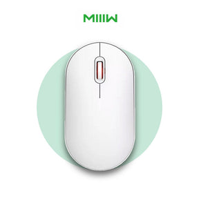 Miiiw Wireless Bluetooth-Maus M15C in Weiß, Draufsicht mit Taste und Logo