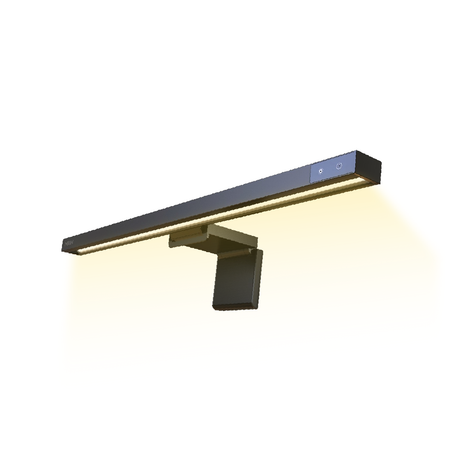 Monitor hanging light bar dimensions diagram, 450mm long with black mounting bracket