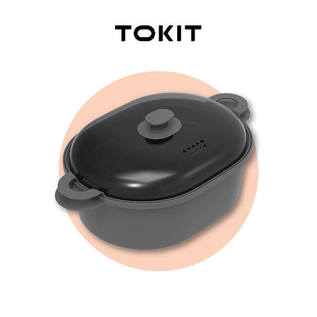 TOKIT Steamer-Topf mit Deckel, Knopf und Dampföffnungen